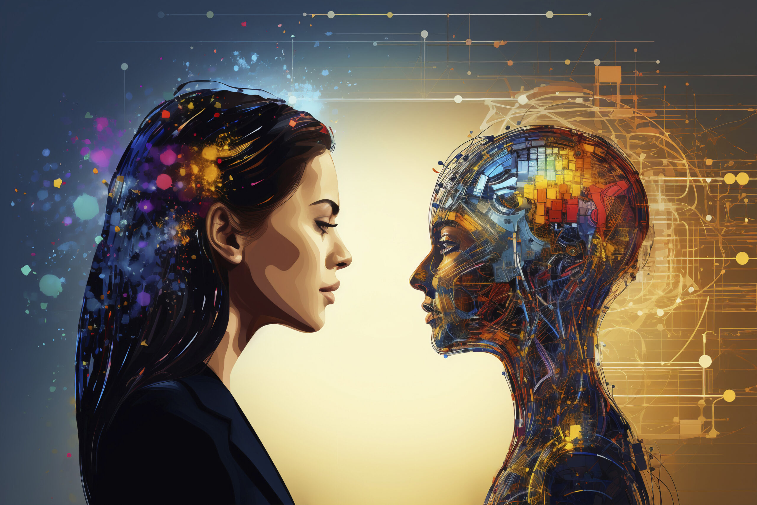 Contraste enrte una persona y la representación de la inteligencia artificial