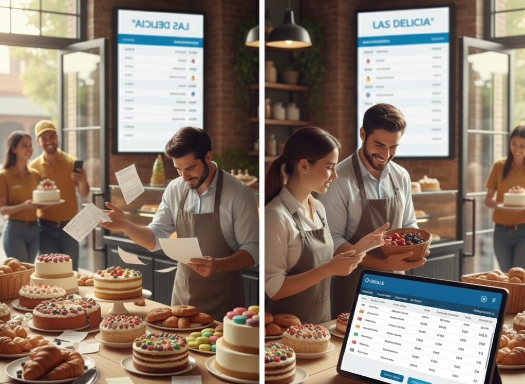 Antes y después de la pastelería “Las delicias” con ayuda del software ERP
